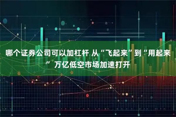 哪个证券公司可以加杠杆 从“飞起来”到“用起来” 万亿低空市场加速打开